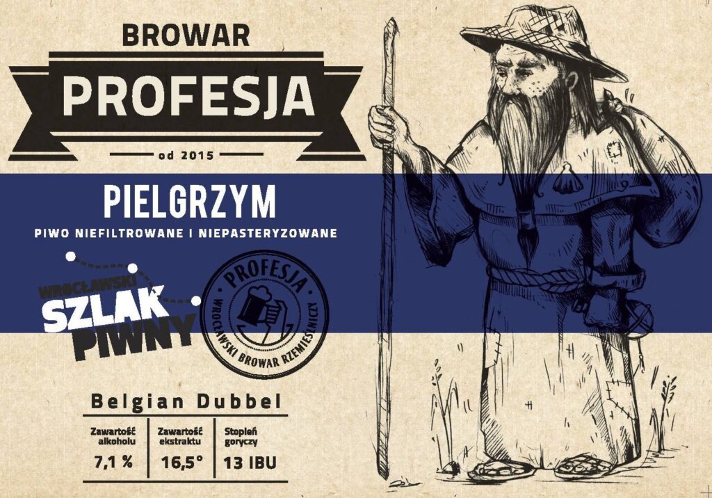 Etykieta piwa z Browaru Profesja - Pielgrzym
